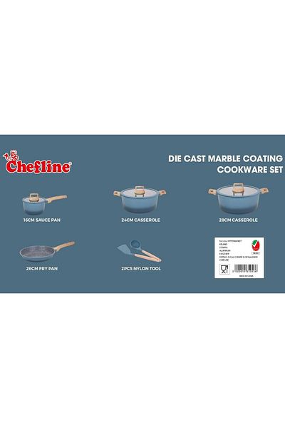 Chefline طقم أواني طهي مصبوب بمقبض، 9 قطع، K409
