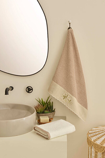 Kaşmir Home Lina 2-Piece Face Towel Set Offwhite