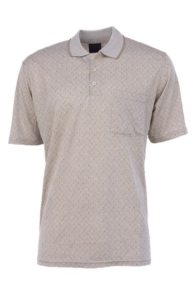 Oppland Men's T-Shirt Summer Pocket Short Sleeve Modern Jacquard Checkered Model Relaxed Cut Cotton Fabric