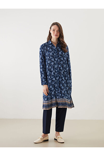 LC Waikiki Tunica cămașă de damă cu model bleumarin