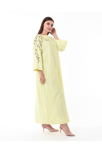 MOiSTREET Yellow Kaftan with Decorative Hand Embroidery