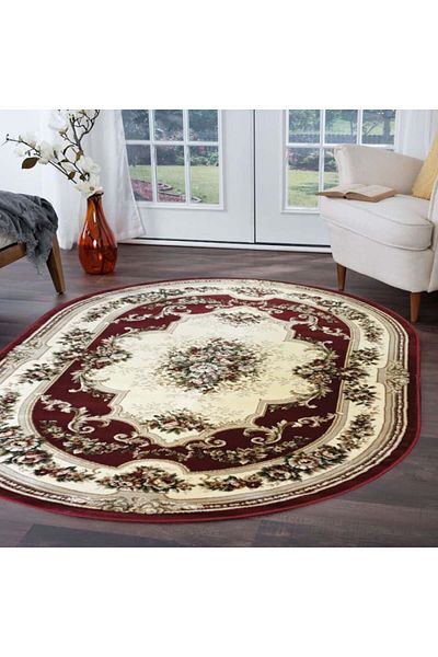 Lotos Covor Oval Model Lotos 574-210, Marime 60 x 110 cm, Rosu