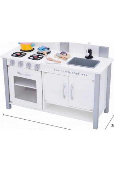 rexa Play Kitchen Set for Toddlers – Wooden Kitchen Toys Playset – Pretend Play White Cooking Set