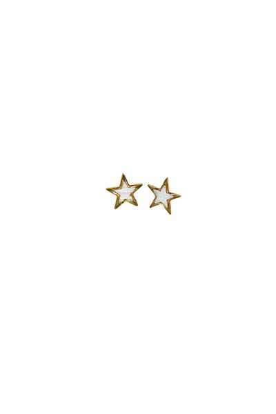 NARRU NARRU earrings, handmade, star-shaped, white, Erica 08