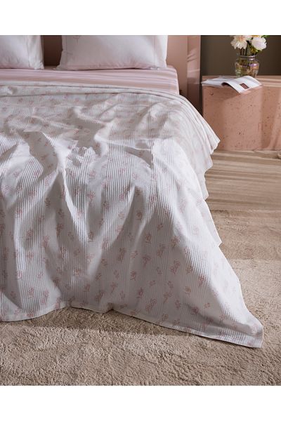 Madame Coco Rouge Double 100% Cotton Karde Printed Pique Set - Powder