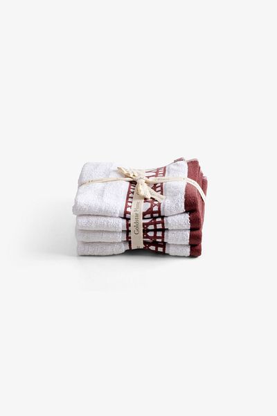 Goldstar Home Sorella 4-Piece Hand Towel Set 30X30 White Claret Red