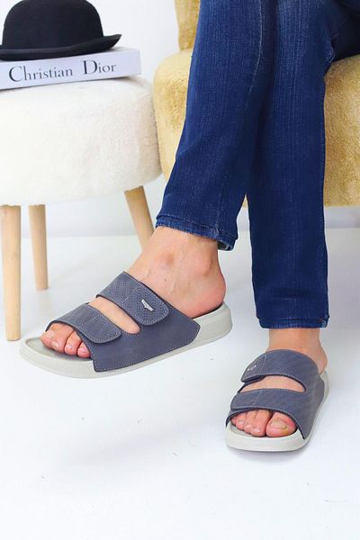 Nubbock Gray Men's 2-Stripes Flat Daily Slippers Nk2028