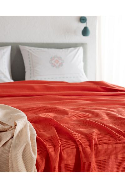 Madame Coco Mathilda Double Cotton Ecocell Plain Pique Set - Mercan