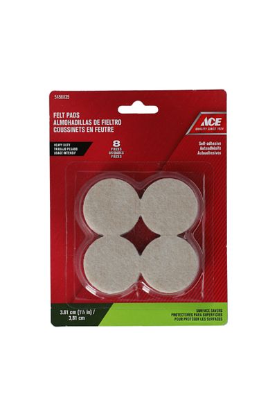 ACE 8-Piece Heavy Duty Self-Adhesive Felt Pads Beige 3.81cm