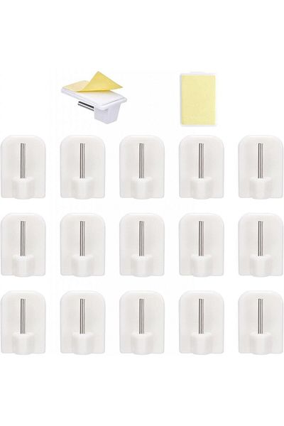 Cerioll Set of 15 Cerioll self-adhesive hooks, metal/plastic, white, 1.7 x 2.4 cm