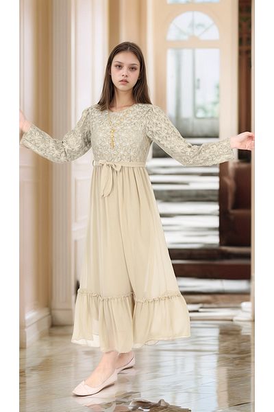 Pantulux Girls' Hijab Evening Dress-Cotton Lined Chiffon Fabric