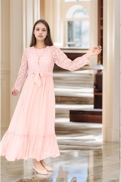 Pantulux Girls' Hijab Evening Dress-Cotton Lined Chiffon Fabric