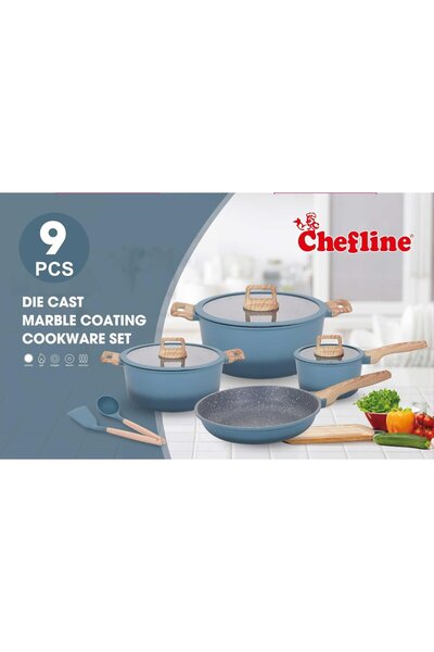 Chefline Diecast Cookware Set with Handle, 9 pcs, K409