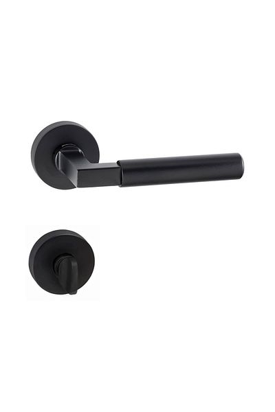 EYMEN YAPI Doğanlar Bs Luxury Rosette Wc Door Handle Matte Black