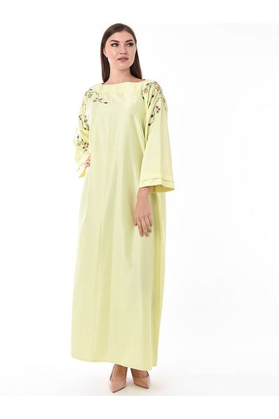 MOiSTREET Yellow Kaftan with Decorative Hand Embroidery