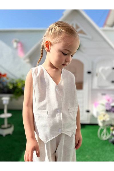 Ecenin Favorileri Vest Pants Glitter Girl's Suit