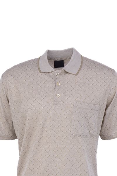 Oppland Men's T-Shirt Summer Pocket Short Sleeve Modern Jacquard Checkered Model Relaxed Cut Cotton Fabric