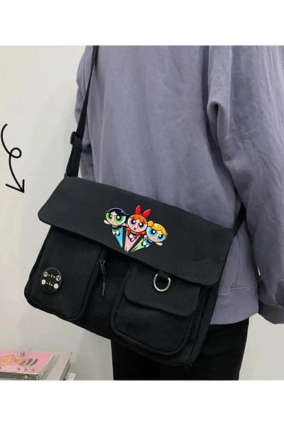Toum Power Girl Geantă unisex neagră unisex cu buzunare