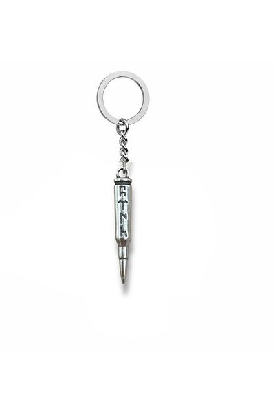 Herşey Nota Gokturkish Turkish Written 7,62 Bullet Figured Keychain – Silver Color Unisex Metal Accessory