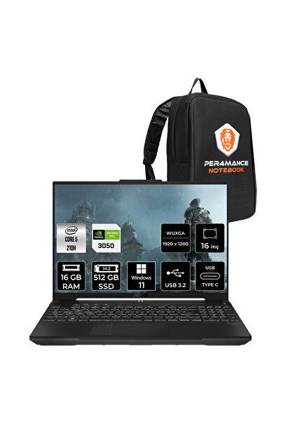 ASUS TUF Gaming F16 Core5 210H 16GB 512GB SSD RTX3050/6GB 16" WUXGA 144Hz W11...
