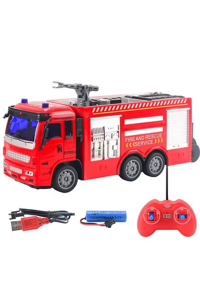 rexa Remote Control Fire Fighting Truck – RC Rescue Vehicle with Lights for Kids