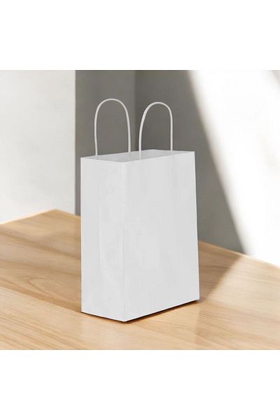 Happyland Silver Cardboard Bag Large Size Twist Handle 25 Pieces 31*12*41 cm