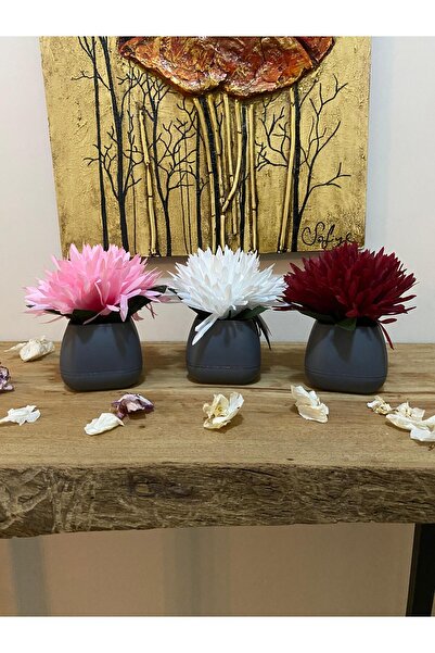 lameko 3 Adet Orta Boy Yapay Kuru Çiçek Dekoratif Masa Dekor Çiçeği Yapay Çiçek