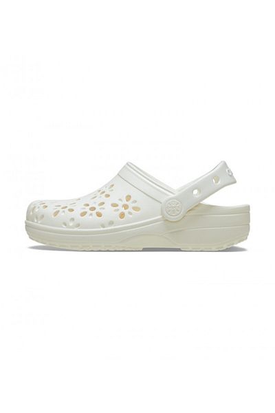Crocs White Classic Floral Cut Out Clog