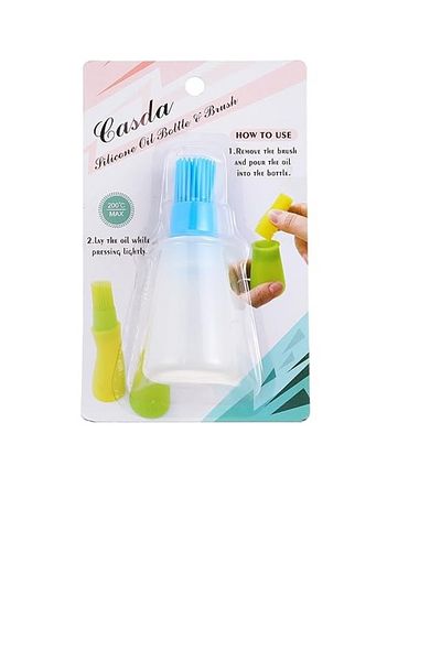 Generic 2pcs Oil Bottle with Silicone Brush for Distributing Oil and Liquid During Barbecues