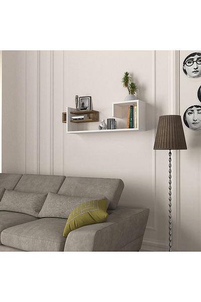UnicUtil Wall Shelf, UnicUtil, 90 x 20 x 30 cm, White-Brown