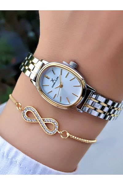 Daniel Klein Gold Color 2 Years Warranty Steel Cord Women's Watch Bracelet Gift Dk989Er5Gr