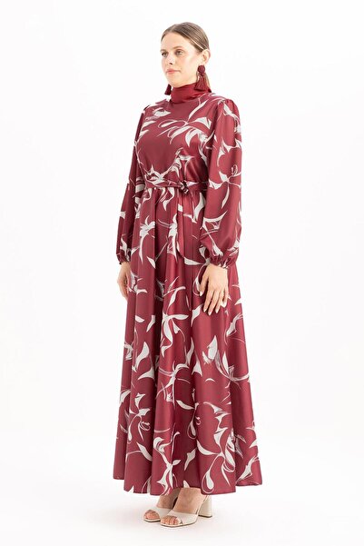 ALLDAY Φόρεμα με ζώνη με μπορντό-πέτρα