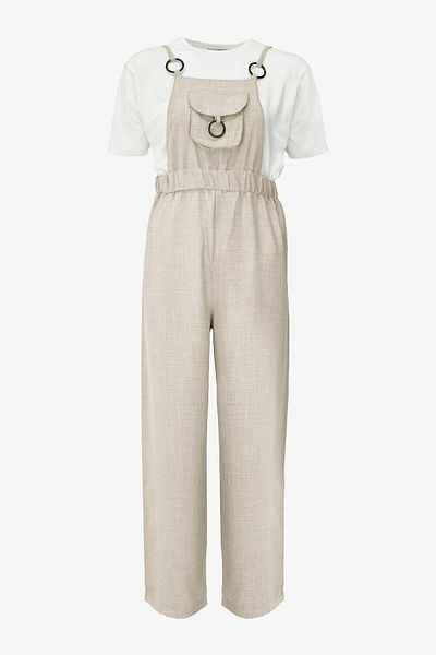 birizmoda Women's Gardener Jumpsuit Salopet with Hanging Pockets - Beige