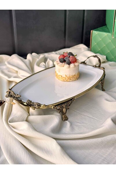 ROSSEV Antique White Rectangular Plate with Handle 38cm