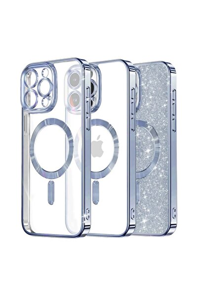 SKYDDAR INNOVATION Carcasă pentru iPhone 13 Pro Max, Magsafe de lux cu sclipici, rezistentă la șocuri, albastră, set de autocolante