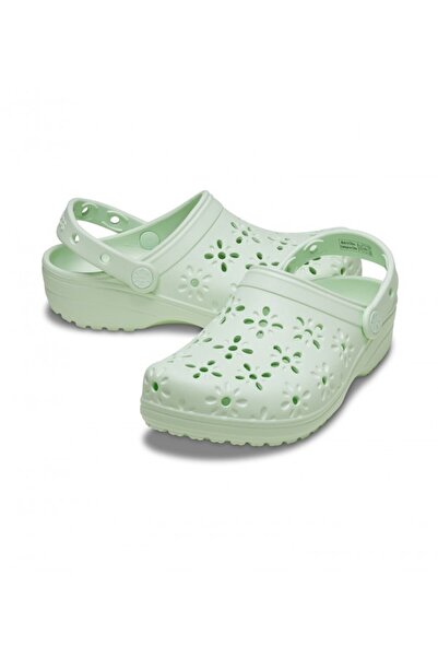 Crocs Green Classic Floral Cut Out Clog