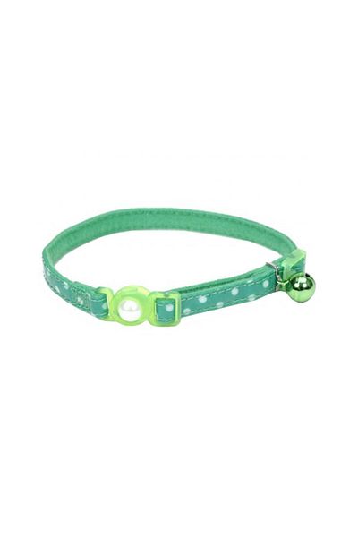 Coastal 3/8" Safe Cat Fashion Collar with Polka Dot Overlay Green
