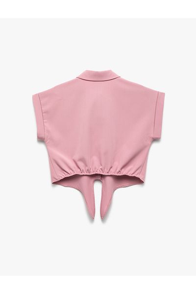 Koton Buttoned Viscose Blend Tie Crop Shirt