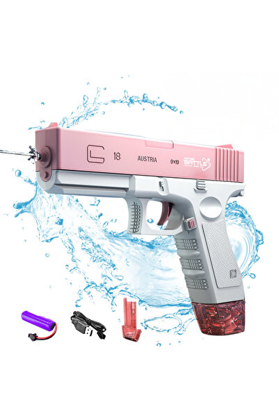 SprintMag Pistol Cu Apa Automat Glock 18 Jet Continuu Tragere 10m Acumulator 3.7v Alb/roz