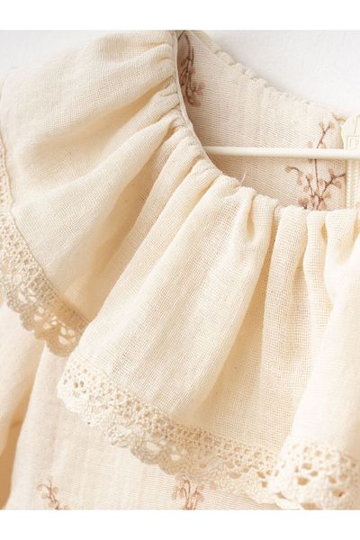 Cherrys Bebek Ruffle Collar Muslin Dress