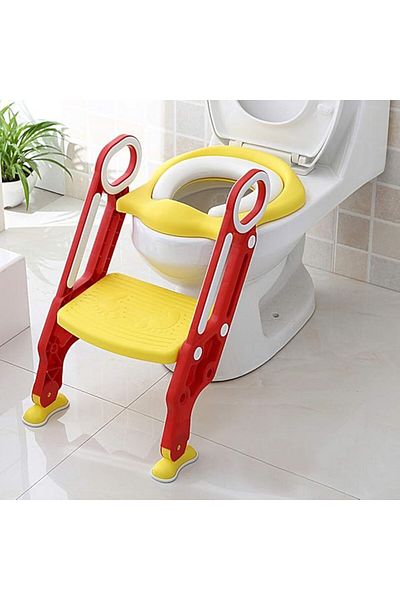 COOYA Potty Training Seat for Kids, with Sturdy Non-Slip Step Stool Ladder, Step Potty Seat (Red/Yellow)