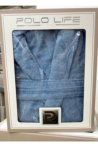 polo life Μπουρνούζι σε κουτί 100% βαμβακερό μονόχρωμο μπουρνούζι-Κ.Μπλε (μέγεθος XL)