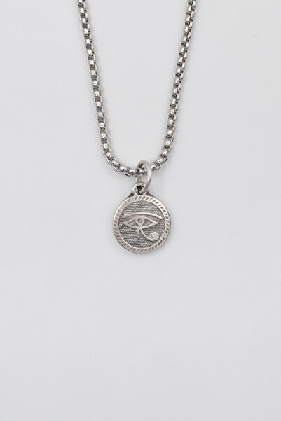 Bu Farklı Horus'un Gözü Örme Zincir Kolye - Antik Gümüş Kaplama - Kadın Erkek...