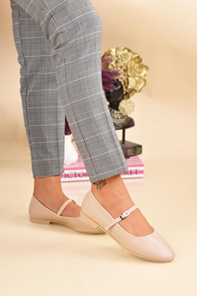 MODAONN Balerini de damă - pantofi casual, curea și detaliu cu cataramă