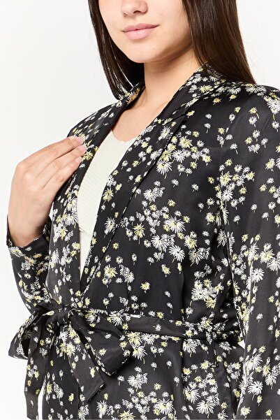 Scotch & Soda Women Regular Fit Allover Print Belted Casual Blazer, Multicolor