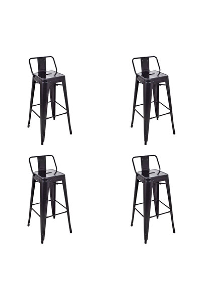 ChairLife Tolix Sırtlı Metal Bar Tabure (4 Adet)