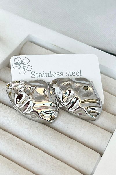 TAKIŞTIR Silver Color Steel Earrings (Pair)