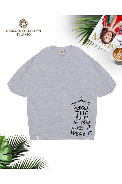 JANSO GROUP - Women's Cotton Printed Forget the Rules Tshirt Oversize Large Size
