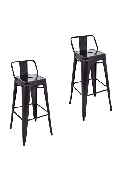 ChairLife Tolix Sırtlı Metal Bar Tabure (2 Adet)