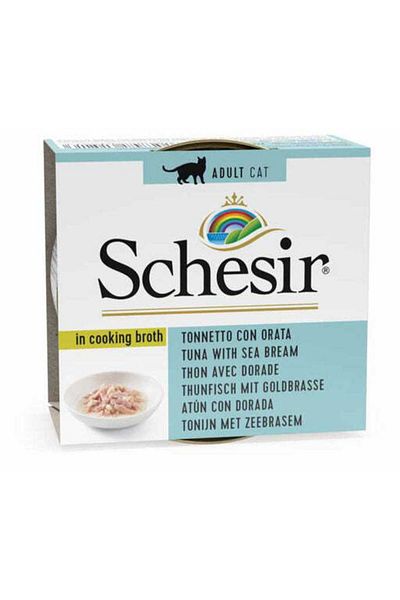 Schesir Cat Can Broth-Wet Food Tuna With Seabream 70g